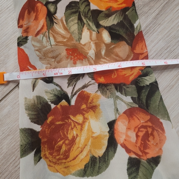 Rue 21 Fall Spring Orange Floral Rose Open Back Bell Sleeve Blouse Size … - Picture 11 of 12